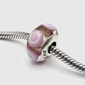 Pandora Pink Stepping Stones Murano Glass Sterling Silver Charm